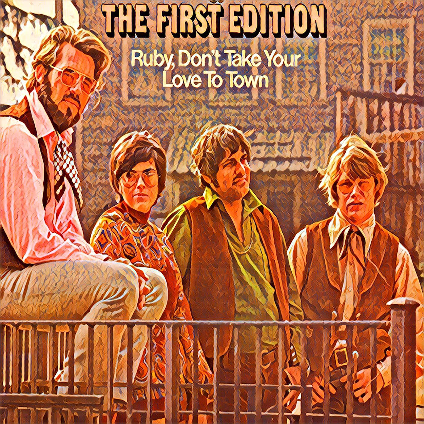 Kenny Rogers and his band the First Edition posing