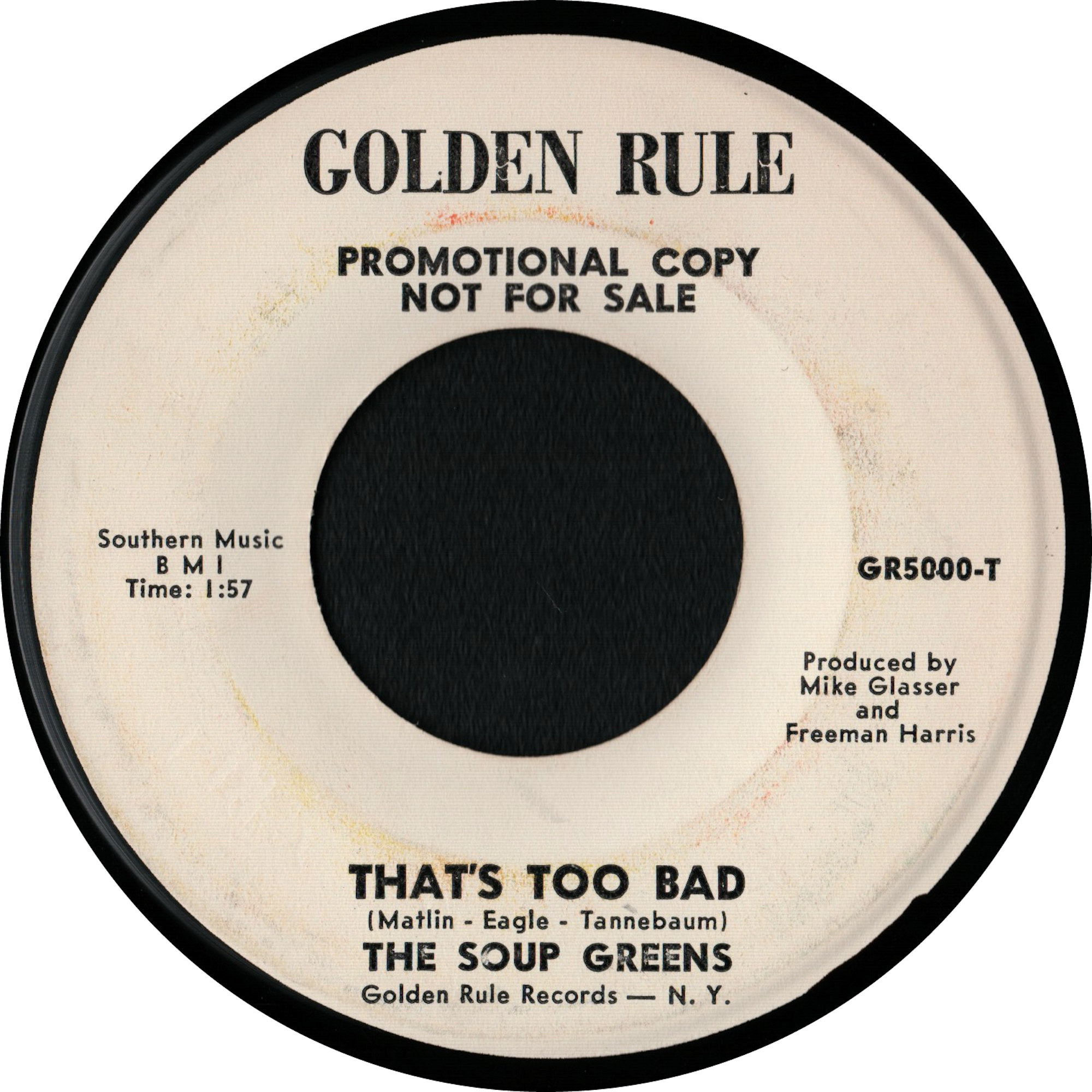 The Soup Greens | That's Too Bad | (Golden Rule) 1965