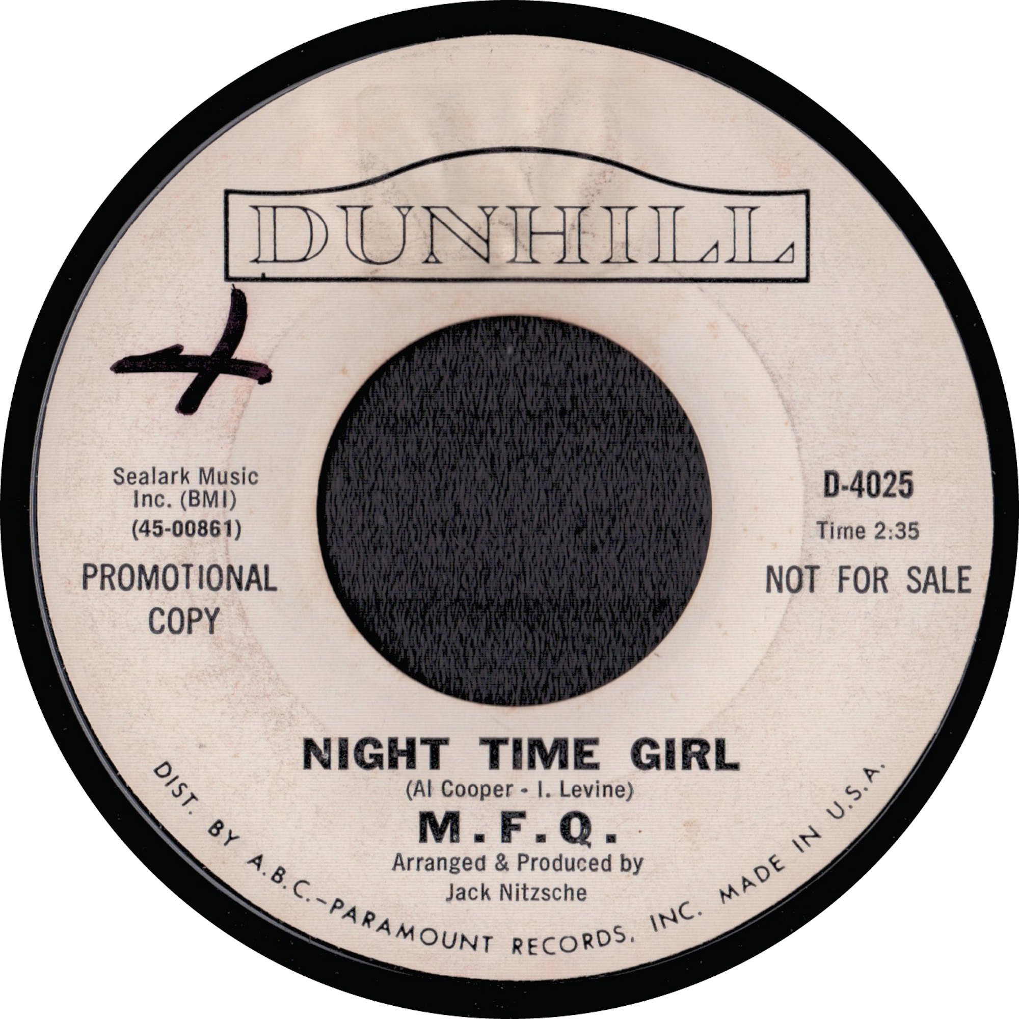 M.F.Q. | Night Time Girl | (Dunhill) 1966